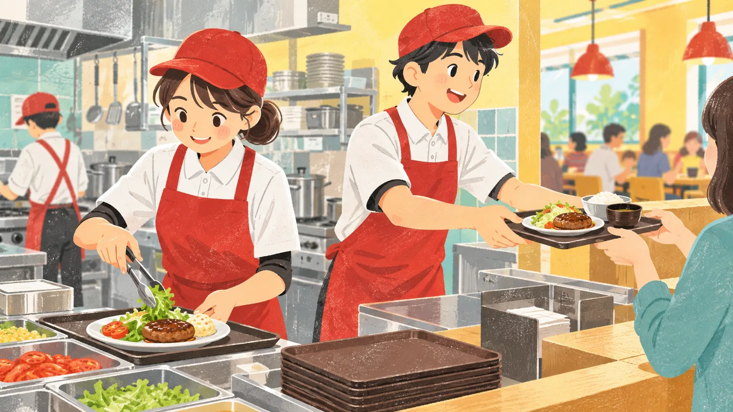 ランチの注文を二人で準備する飲食店スタッフ