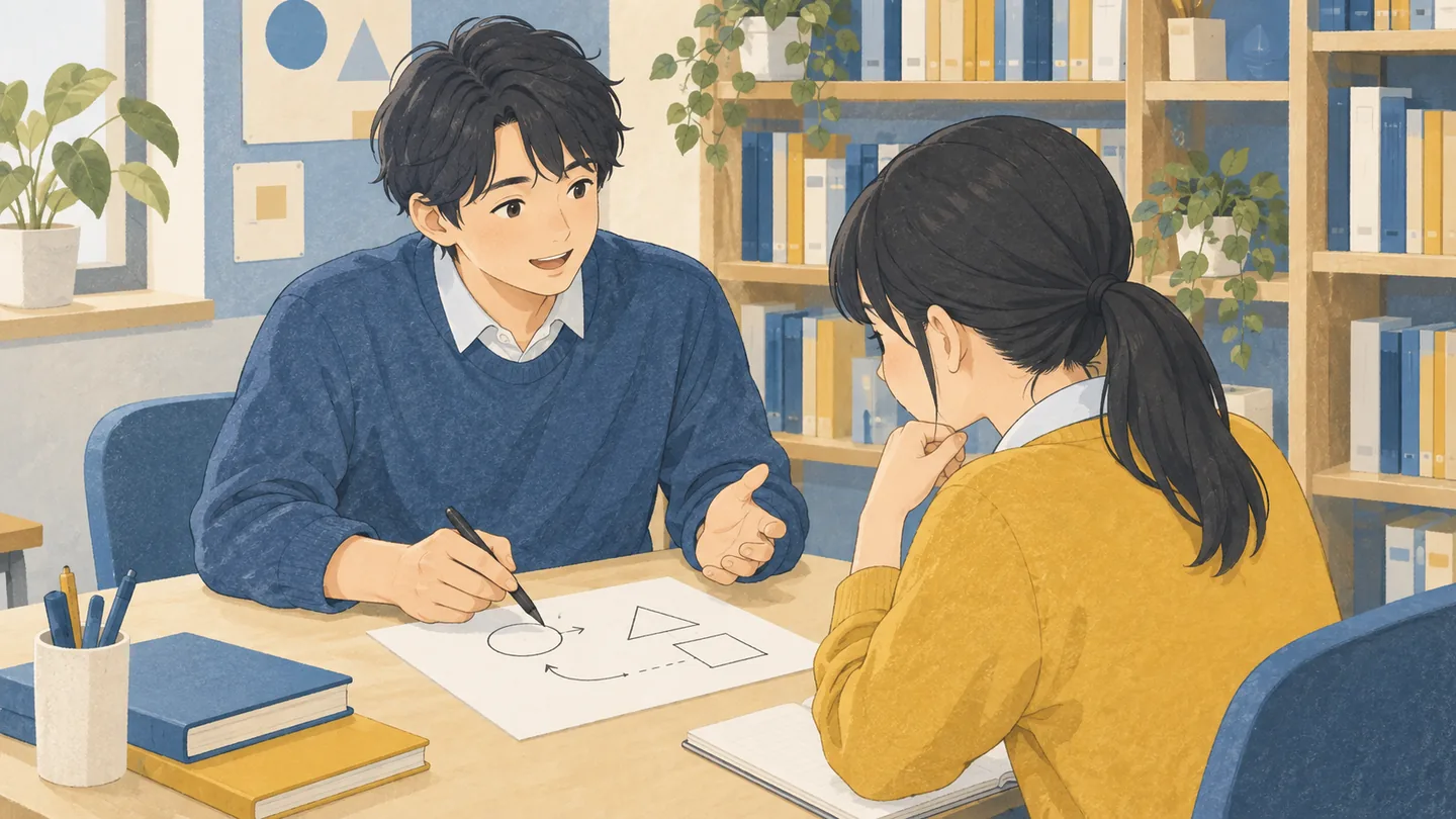 教室で生徒に問題を説明する塾講師