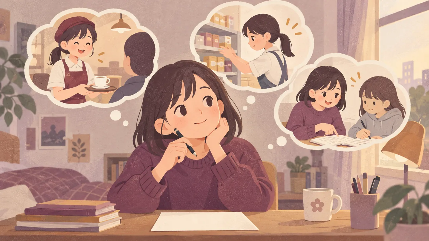 机で志望動機を考える応募者